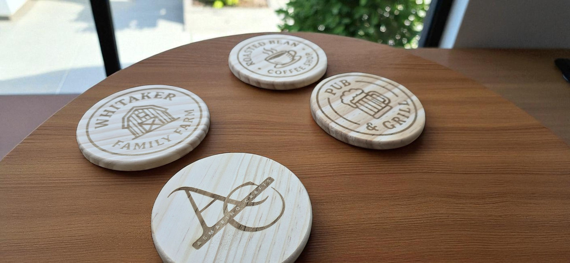 Engraved wood coasters