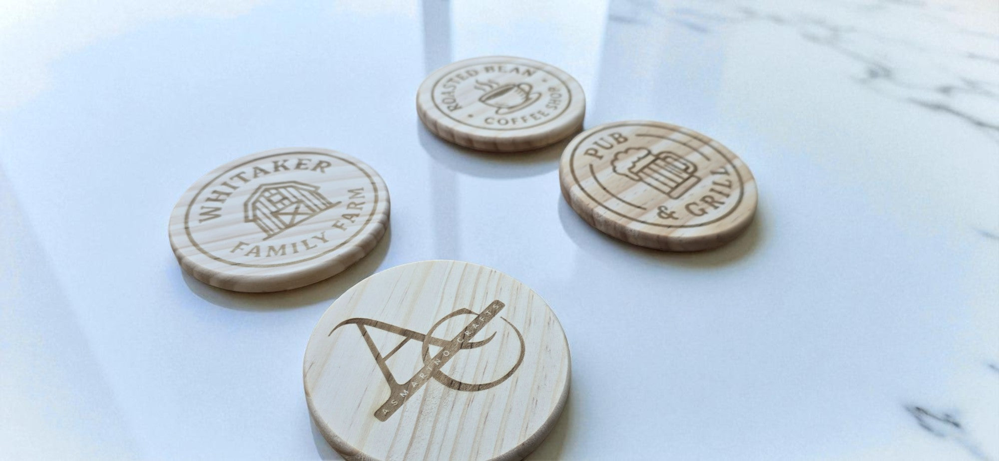 Engraved wood coasters