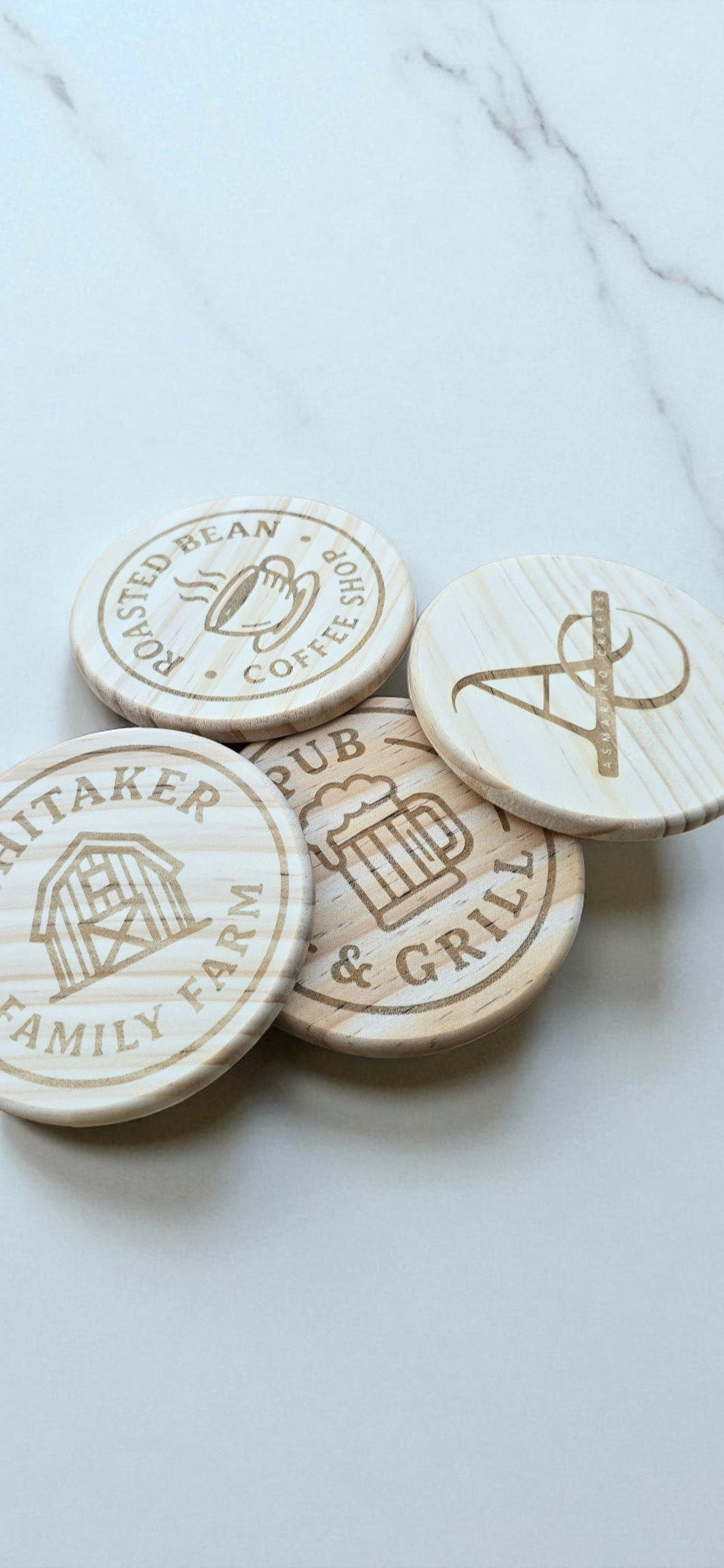 Engraved wood coasters