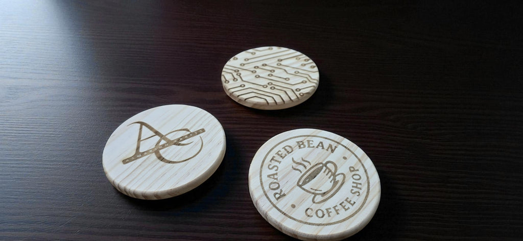 Engraved wood coasters